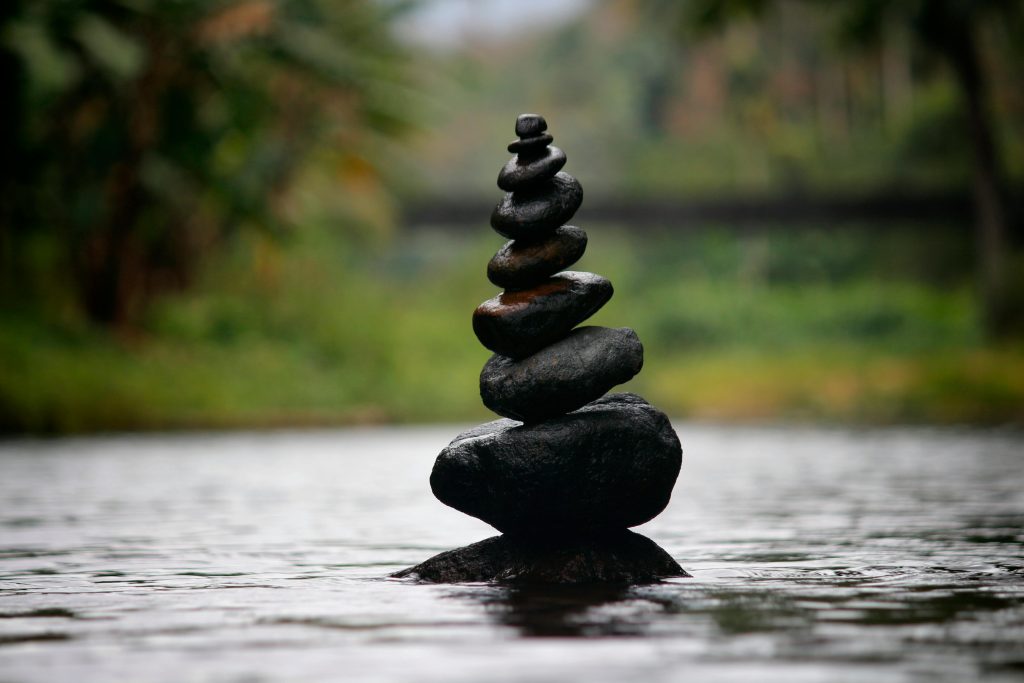 Stack of rocks in water